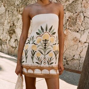 Abercrombie & Fitch Scarlett Strapless Linen Blend Dress